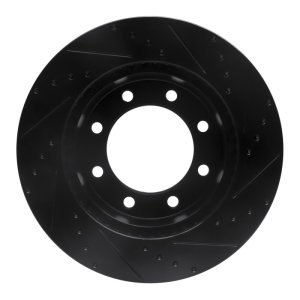 Ford F-250 Brake Rotor (1) - Front Left - R1 Concepts - Drilled & Slotted - Black - `05-`12